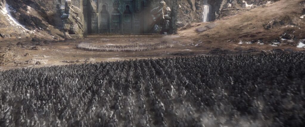 Beş Ordunun Savaşı'nda Yalnız Dağ (Erebor) eteklerinde karşı karşıya gelen orduların genel savaş alanı formasyonu.