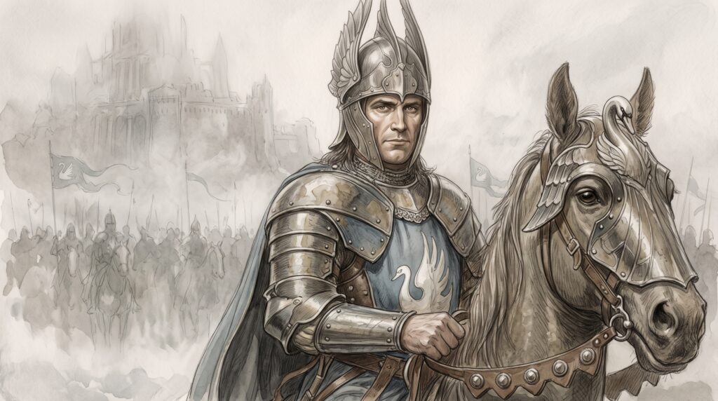 Dol Amroth Prensi Imrahil Minas Tirith savunmasında atının üzerinde.