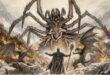 Ungoliant, Morgoth (Melkor) ve Balroglarına karşı savaşırken.