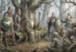 Ghân-buri-Ghân ve Drúedain, Théoden ve Rohirrim ordusuyla Drúadan Ormanı'nda konuşurken.