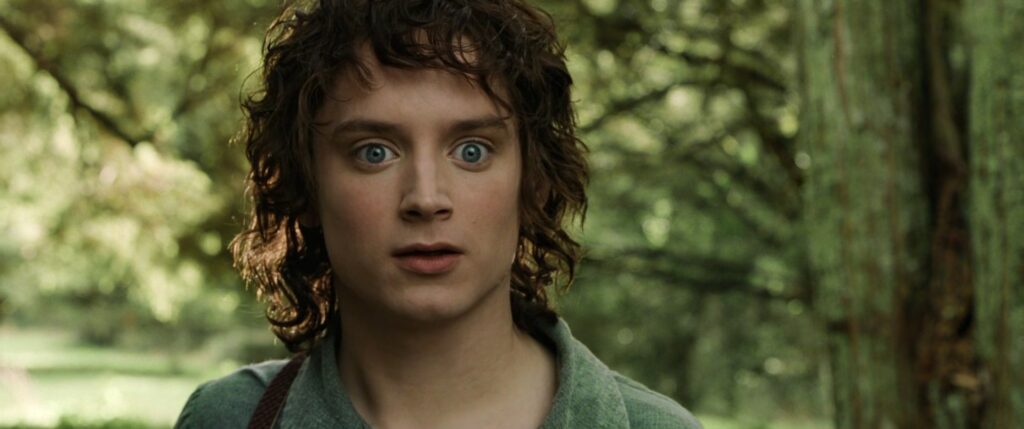 Yüzük Taşıyıcısı Frodo Baggins Shire'da Gandalf'ı karşılarken.