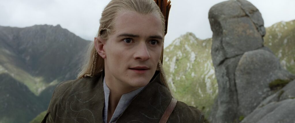 Yüzük Kardeşliği üyesi Orman Elfi Legolas Elf gözleriyle bakarken.