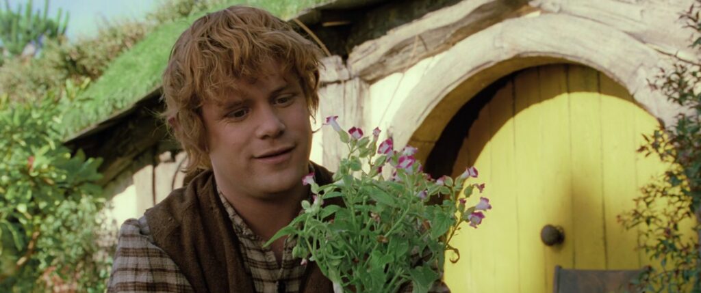 Hobbitköy'de Çıkın Çıkmazı bahçesiyle ilgilenen Samwise Gamgee