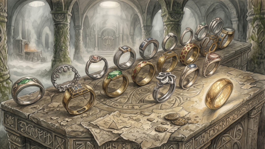 Sauron ve Celebrimbor tarafından dövülen 20 âli Güç Yüzüğü.